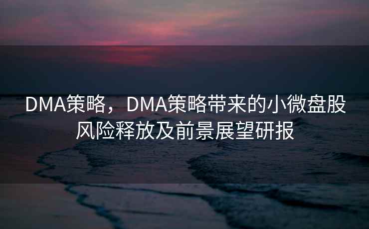 DMA策略，DMA策略带来的小微盘股风险释放及前景展望研报